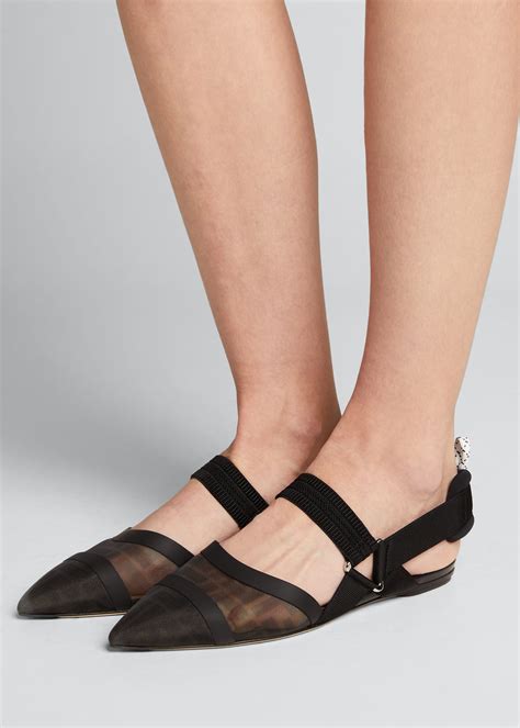 fendi colibrì mesh slingback flats